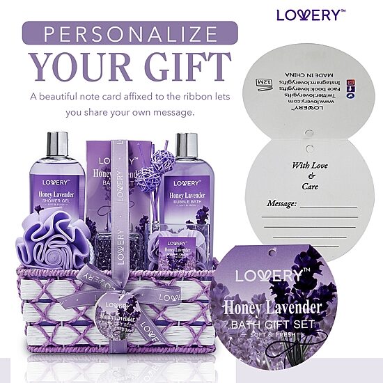 LOVERY™ Honey Lavender Home Bath Gift Set -13pc Relaxation Gifts