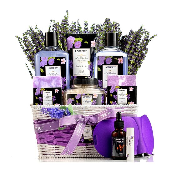 LOVERY™ Lavender & Lilac Spa Gift Basket - 11pc Body Care Package