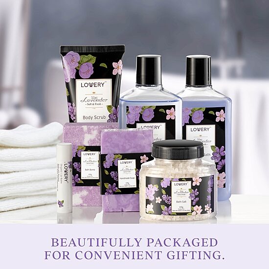 LOVERY™ Lavender & Lilac Spa Gift Basket - 11pc Body Care Package