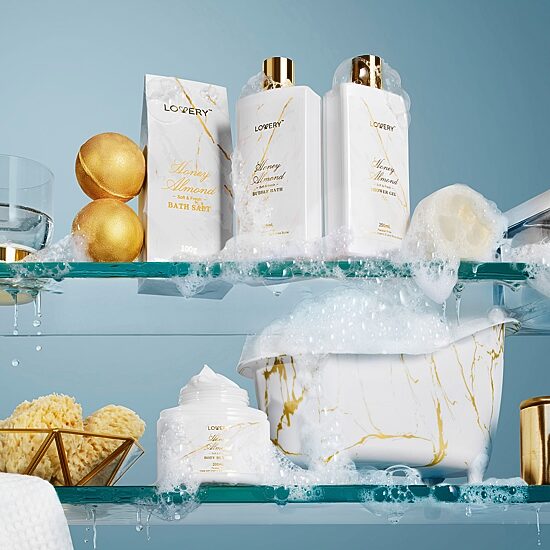 LOVERY™ Gold Marble Bath Spa Gift Basket - 31pc Self Care Kit