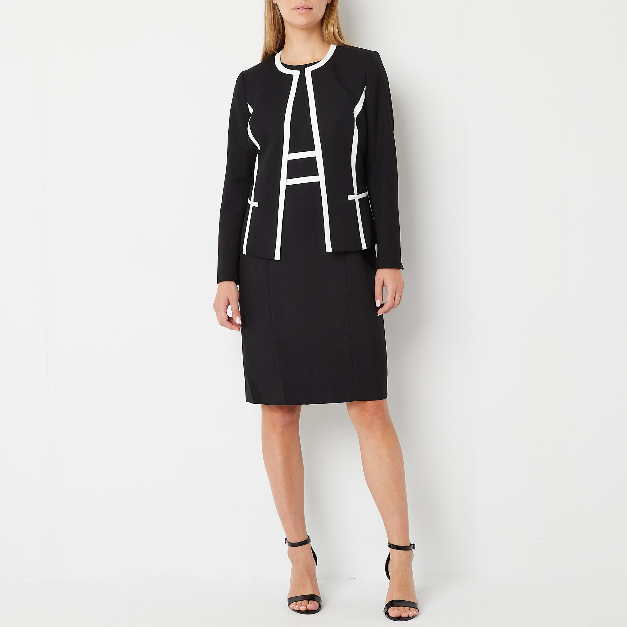 Black Label by Evan-Picone Contrast-Trim Jacket