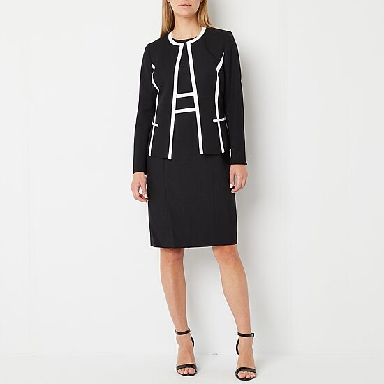 Black Label by Evan-Picone Contrast-Trim Jacket