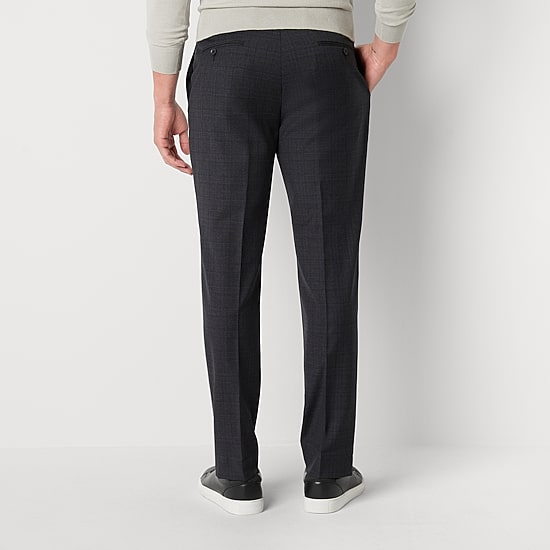 Collection By Michael Strahan Mens Modern Fit Plaid Flat Front Suit Pant