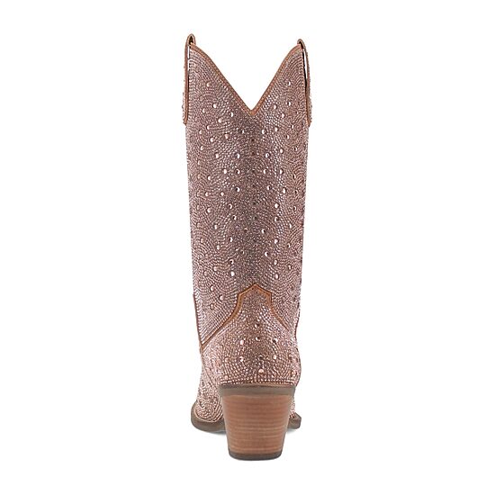 Dingo Womens Silver Dollar Stacked Heel Cowboy Boots