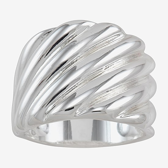 Sparkle Allure Polished Woven Womens 22MM Pure Silver Over Brass Band