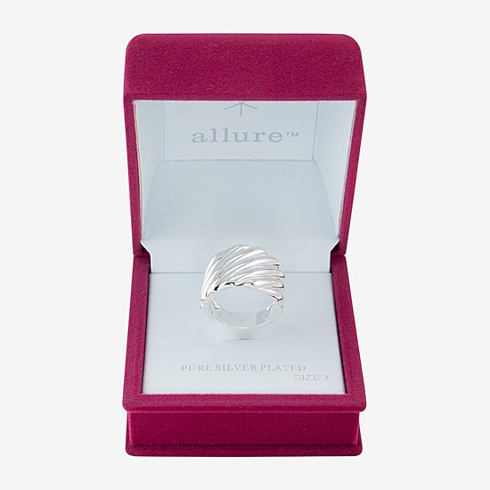 Sparkle Allure Polished Woven Womens 22MM Pure Silver Over Brass Band