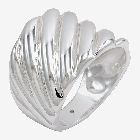 Sparkle Allure Polished Woven Womens 22MM Pure Silver Over Brass Band