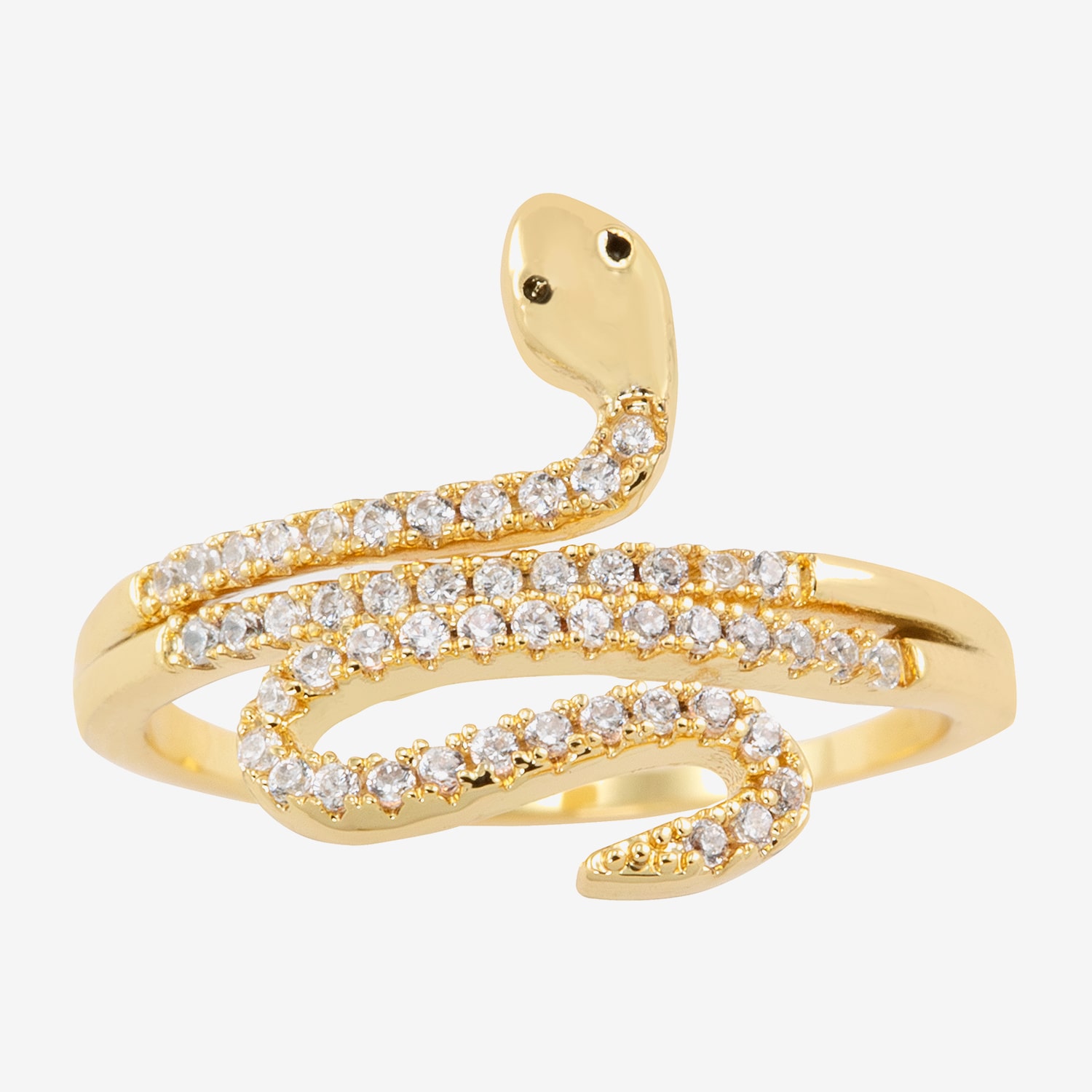 Sparkle Allure Snake Wrap Womens Cubic Zirconia 14K Gold Over Brass Bypass  Cocktail Ring