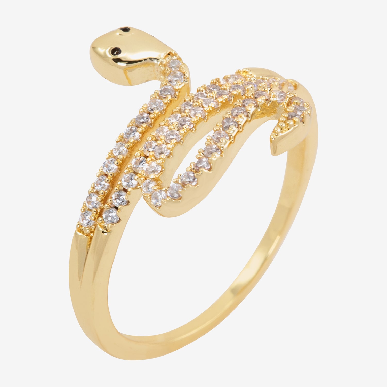 Sparkle Allure Snake Wrap Womens Cubic Zirconia 14K Gold Over Brass Bypass  Cocktail Ring