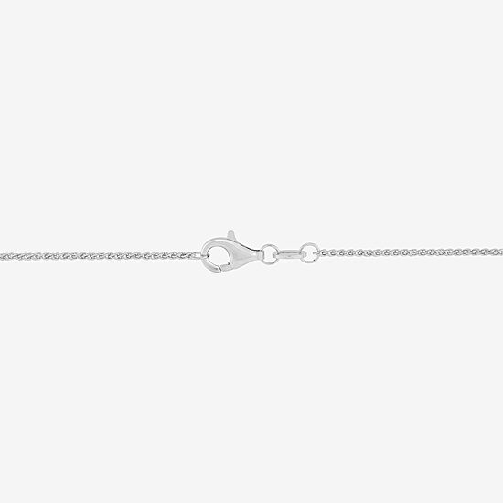 Womens White Cubic Zirconia Sterling Silver Cross 18 Inch Pendant Necklace