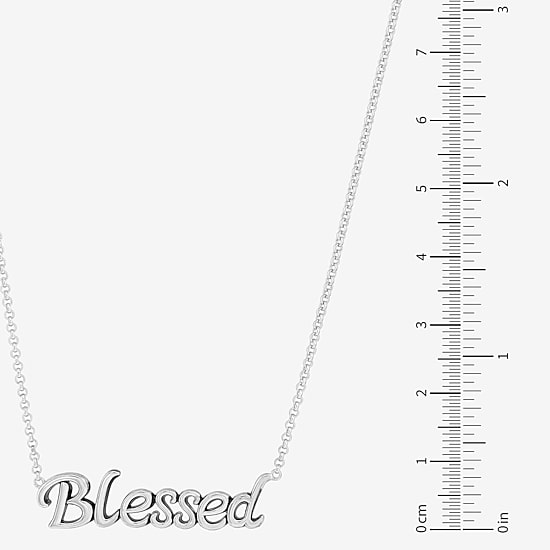 "Blessed" Womens Sterling Silver 18 Inch Pendant Necklace