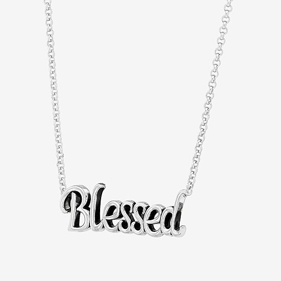 "Blessed" Womens Sterling Silver 18 Inch Pendant Necklace