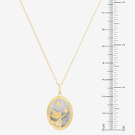 Womens White Mother Of Pearl 14K Gold Over Silver Round 18 Inch Pendant Necklace