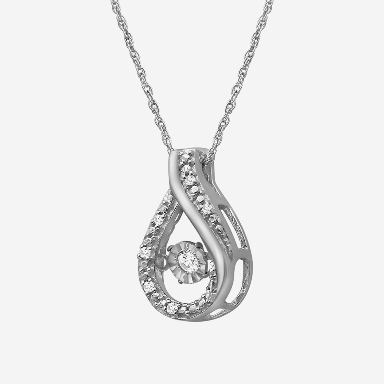 Limited Quantities! Womens Diamond Accent Natural White Diamond Sterling Silver 18 Inch Pendant Necklace
