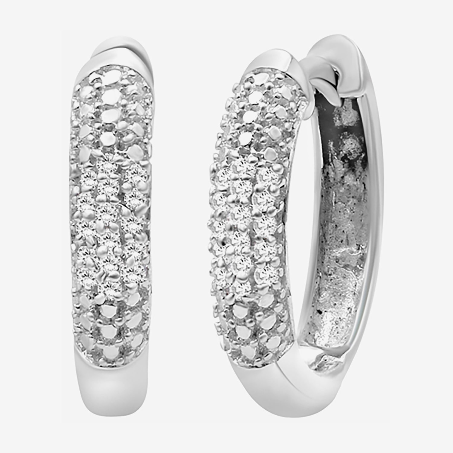 Limited Quantities! Womens 1/10 CT. T.W. Natural White Diamond Sterling Silver 14.5mm Hoop Earrings