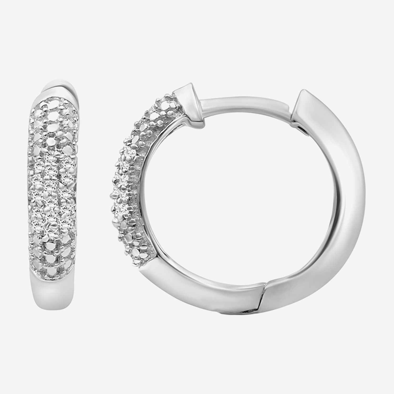 Limited Quantities! Womens 1/10 CT. T.W. Natural White Diamond Sterling Silver 14.5mm Hoop Earrings