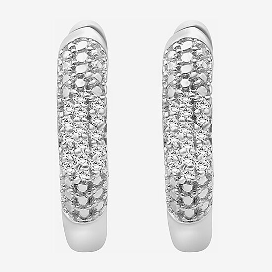 Limited Quantities! Womens 1/10 CT. T.W. Natural White Diamond Sterling Silver 14.5mm Hoop Earrings