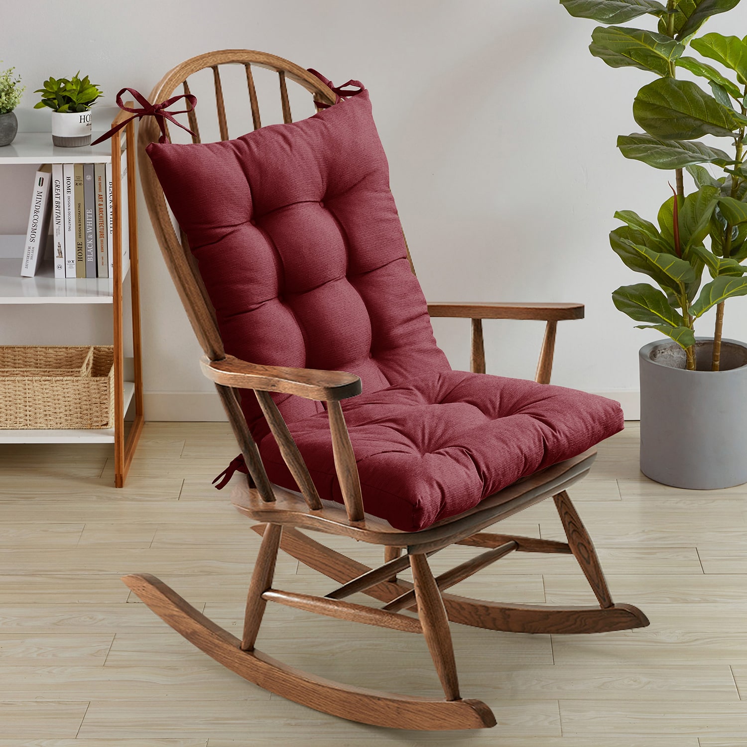 Sweet Home Collection™ Rocking Chair Cushion 2 Piece Tufted Non Slip Set of Upper and Lower Cushions