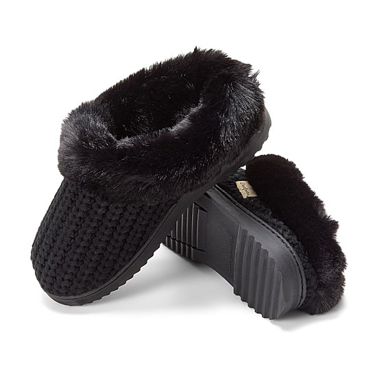 Dearfoams Hannah Festive Knit Womens Memory Foam Clog Slippers