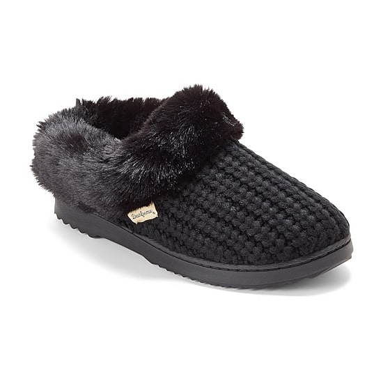 Dearfoams Hannah Festive Knit Womens Memory Foam Clog Slippers