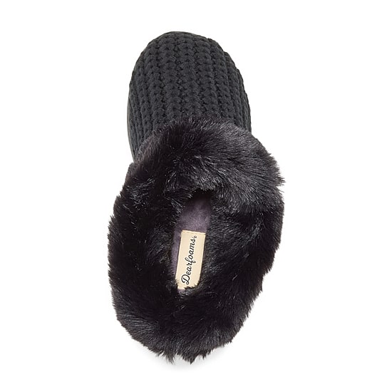 Dearfoams Hannah Festive Knit Womens Memory Foam Clog Slippers