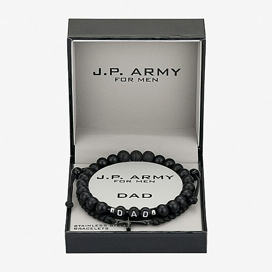 J.P. Army Dad Mens 2-pc. Stainless Steel Bracelet Set