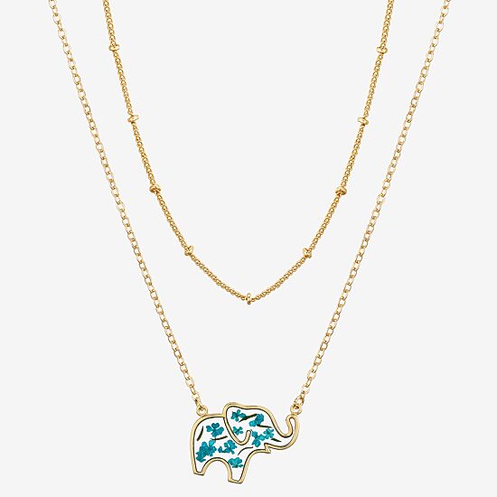 Footnotes Elephant Womens 10K Gold Over Brass 16 Inch Pendant Necklace