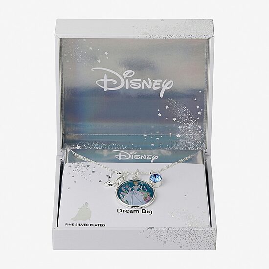Disney Classics Womens Blue Crystal Pure Silver Over Brass 16 Inch Pendant Necklace