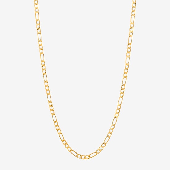 Womens 14K Gold 24 Inch Figaro Chain Necklace