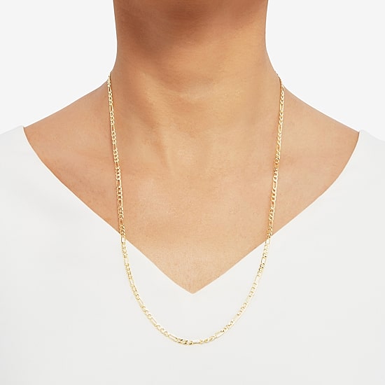 Womens 14K Gold 24 Inch Figaro Chain Necklace