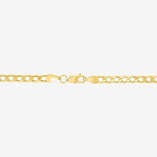 Made in Italy Unisex Adult 10K Gold 7.5 Inch Hollow Curb Chain Bracelet