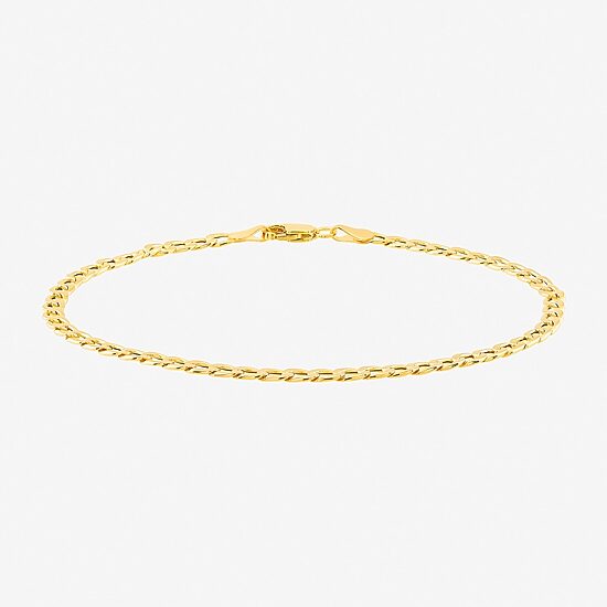 Made in Italy Unisex Adult 10K Gold 7.5 Inch Hollow Curb Chain Bracelet