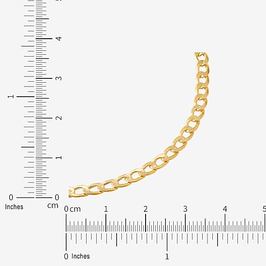 Made in Italy Unisex Adult 10K Gold 7.5 Inch Hollow Curb Chain Bracelet