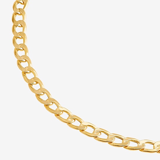 Made in Italy Unisex Adult 10K Gold 7.5 Inch Hollow Curb Chain Bracelet