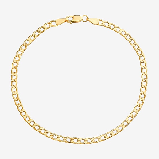 Made in Italy Unisex Adult 10K Gold 7.5 Inch Hollow Curb Chain Bracelet