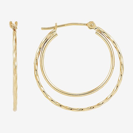 Womens 14K Gold 23mm Round Hoop Earrings
