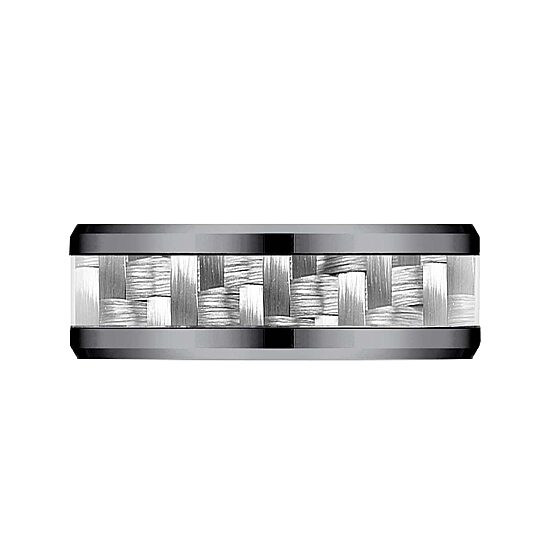 Mens 8mm Tantalum Carbon Fiber Inlay Wedding Band