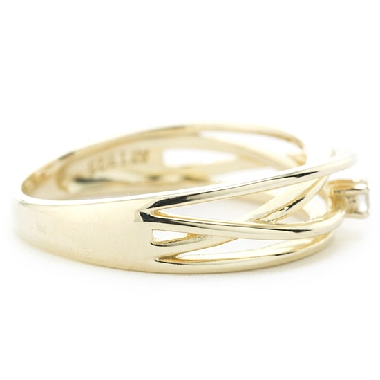 Silver Treasures Womens Cubic Zirconia 24K Gold Over Silver Round Crossover Band