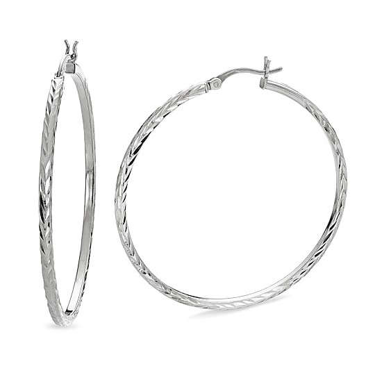 Womens Sterling Silver 60mm Hoop Earrings