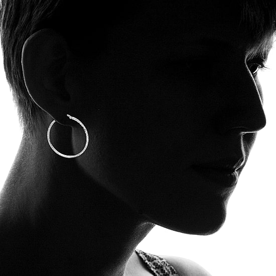 Womens Sterling Silver 60mm Hoop Earrings