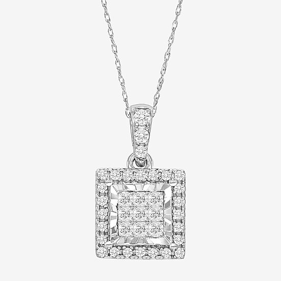 Tru Miracle Womens 1/4 CT. T.W. Natural White Diamond 10K Gold 18 Inch Pendant Necklace