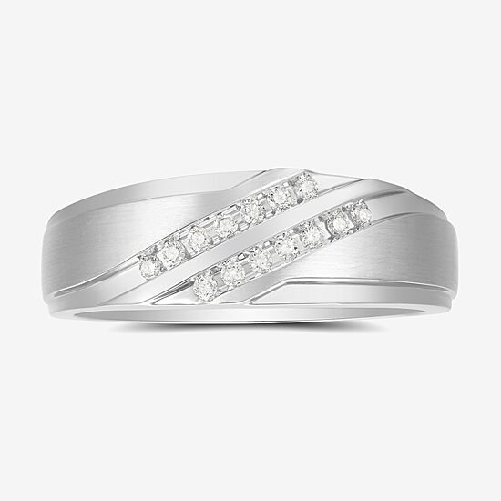 Mens 6MM 1/7 CT. T.W. Natural White Diamond 10K Gold Wedding Band
