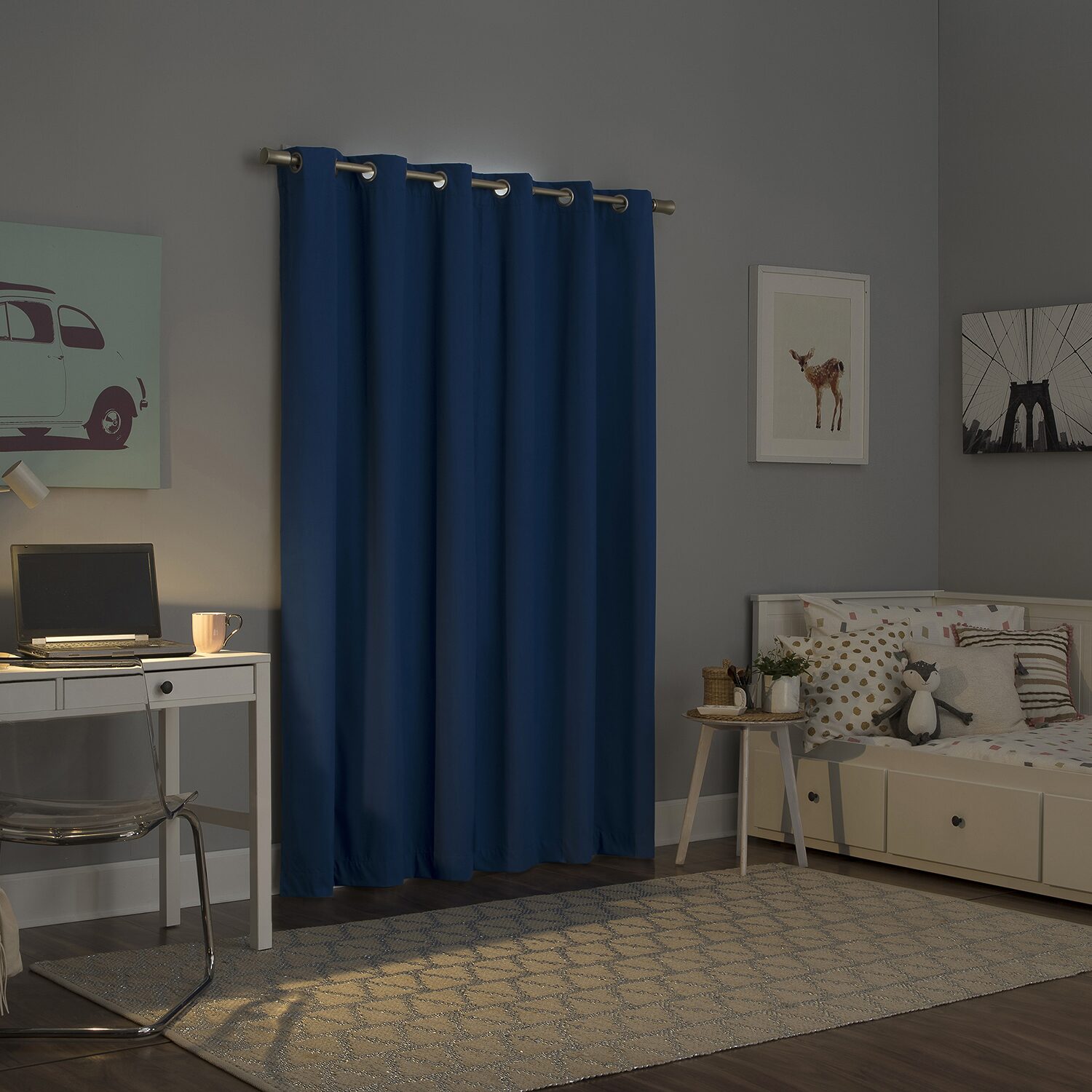 Sun Zero Harper Grommet Top Energy Saving 100% Blackout Single Curtain Panel