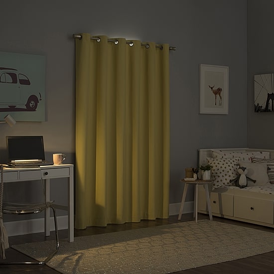 Sun Zero Harper Grommet Top Energy Saving 100% Blackout Single Curtain Panel