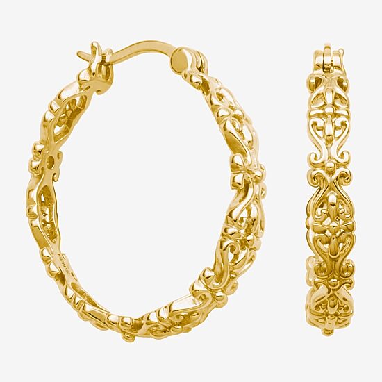 Womens 18K Gold Over Silver 27.4mm Hoop Earrings