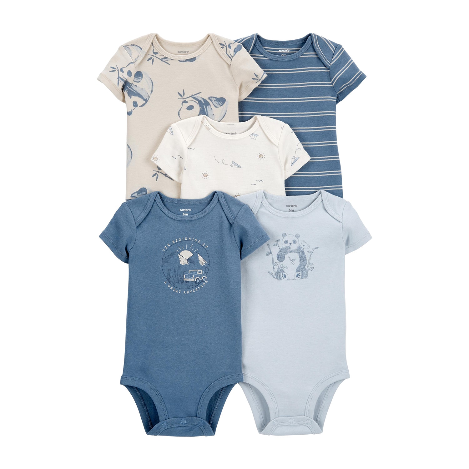 Carter's Baby Boys Crew Neck Short Sleeve Rib 5-pc. Bodysuit
