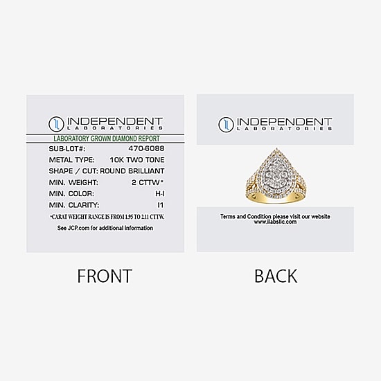 (H-I / I1) Womens 2 CT. T.W. Lab Grown White Diamond 10K Gold 10K White Gold Pear Halo Cocktail Ring