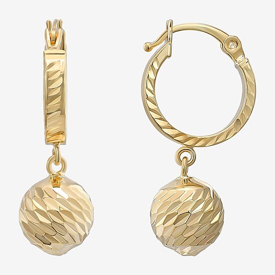 Womens 14K Gold 25mm Ball Hoop Earrings