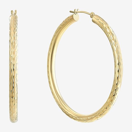 Womens 14K Gold 40mm Round Hoop Earrings