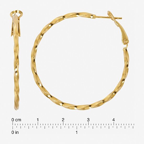 Womens 24K Gold Over Silver 31mm Hoop Earrings
